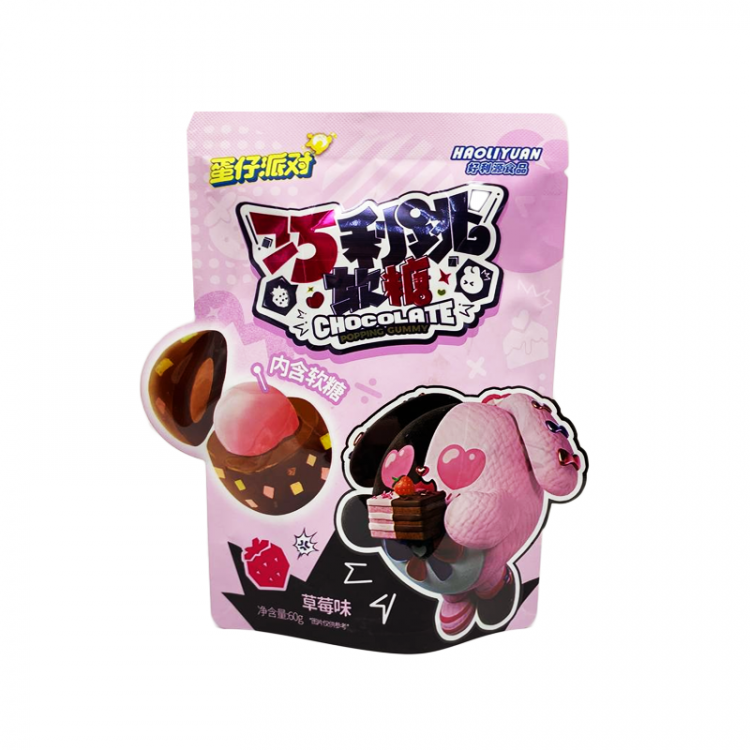 Мягкая шипучка со вкусом шоколада и клубники HaoLiYang, 60 г