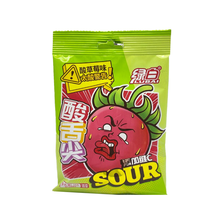 Кислые леденцы SOUR со вкусом Клубники, 24 г