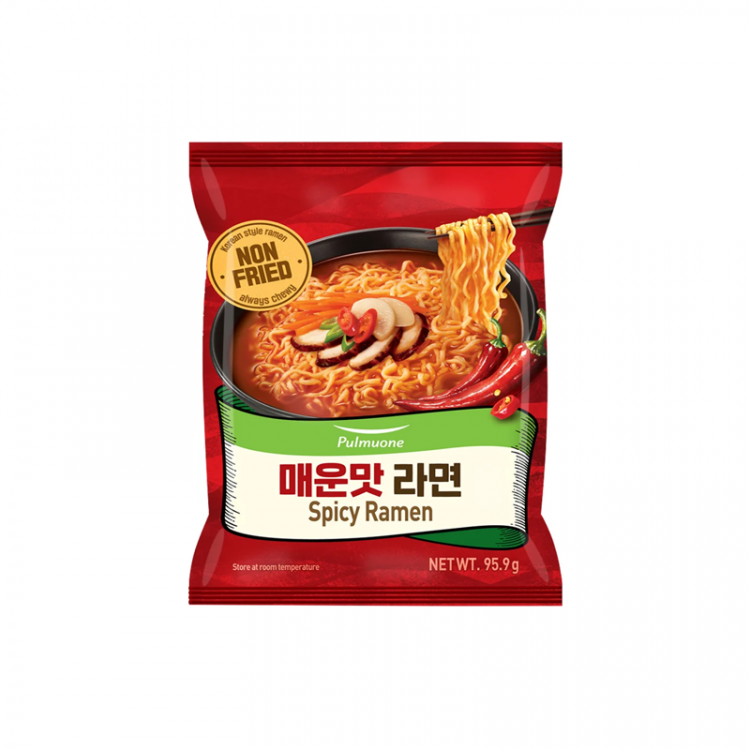 Лапша б/п Pulmuone нежареная «Spicy Ramen», 95,9 г