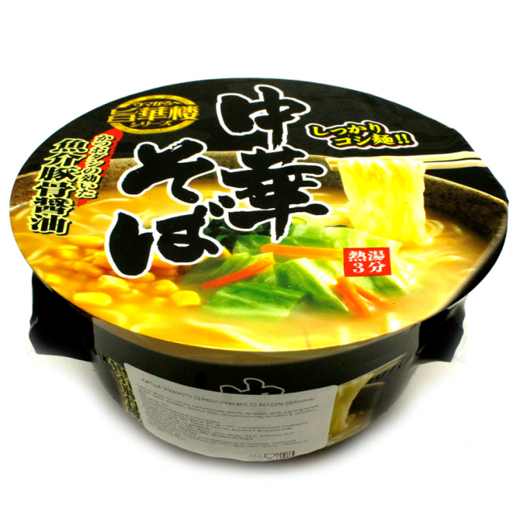 Лапша Yamamoto Seifun Рамэн на свино-рыбном бульоне с соевым соусом, 77 гр