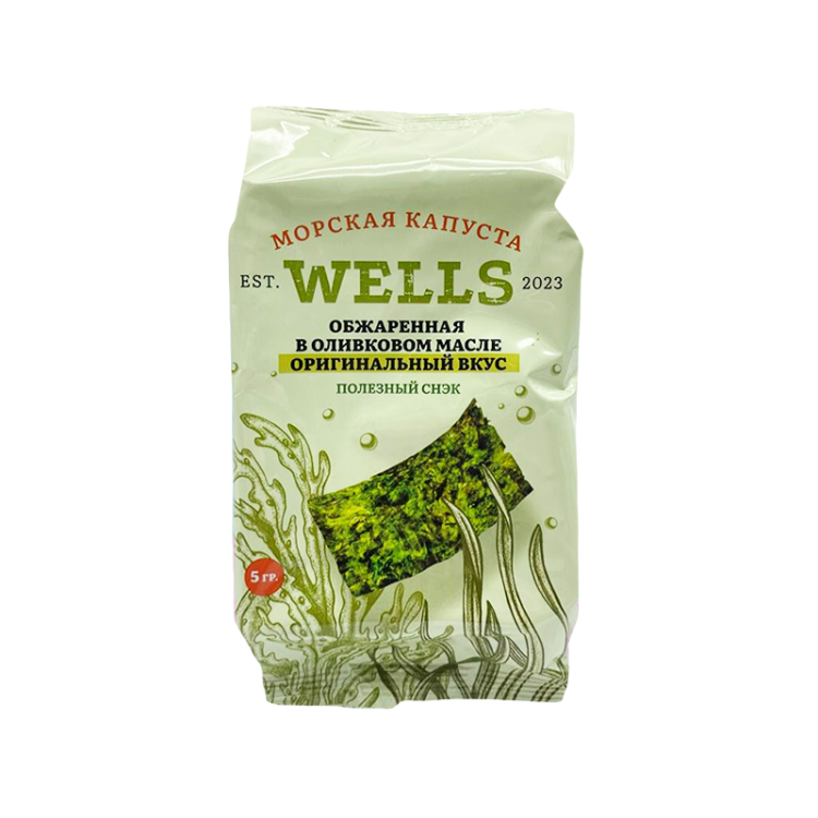 Морская капуста WELLS обжаренная в оливковом масле оригинальный вкус, 5 г
